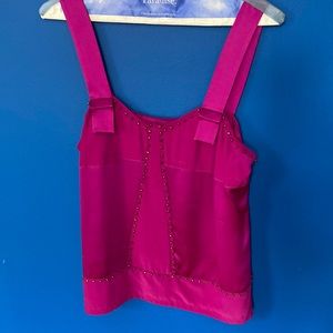 DIANE VON FURSTENBERG Magenta Silk Sleeveless Top Sz 6